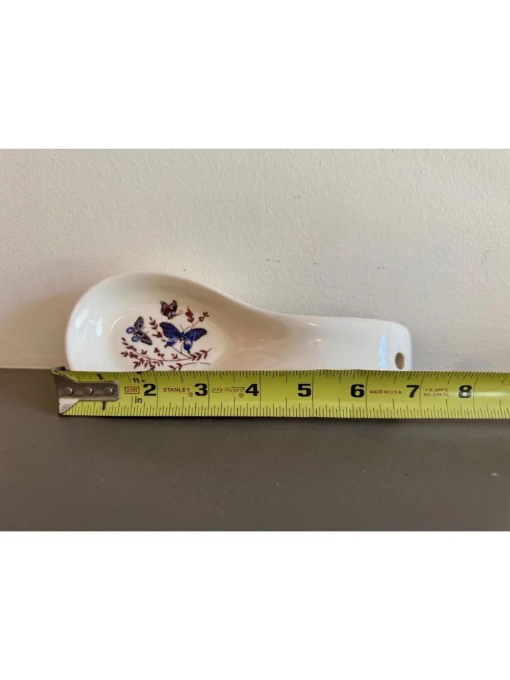 Vintage Ceramic Butterfly Print Spoon Rest 6.5